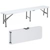 6 FT Plastic Folding Bench with Carrying Handle, Portable Outdoor Bench for Picnic Camping Dining Party