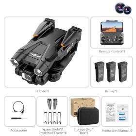 Dual Camera Drone; 3 Sides Obstacle Avoidance; Optical Flow Positioning; Automatic Shot Detection; Real-time Transmission; One Key Return; Folding Bod (Color: Black, Items: 3 BATTERY)