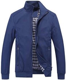 Men's Lightweight Casual Jackets Full-Zip Windbreakers Fashion Jackets Outerwear (Color: BLUE-4XL)