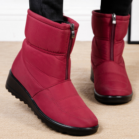 Women Boots Waterproof Snow Boots For Winter Shoes Women Low Heels Ankle Botas Mujer Keep Warm Short Fur Luxury Boots Female (Color: Red, size: 40)