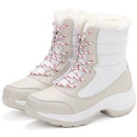 Women Boots White Winter Shoes For Women Ankle Boots Super Warm Snow Botas De Mujer Black Platform Shoes With Heels Boots Female (Color: Red, size: 7.5)