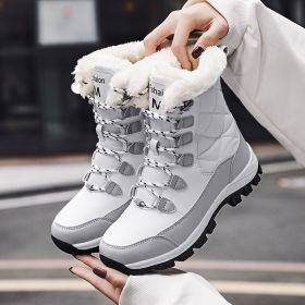 Ankle Boots Women Winter Shoes Keep Warm Non-slip Black Snow Boots Ladies Lace-up Boots Chaussures Femme Booties Woman Flat Boot (Color: White, size: 40)