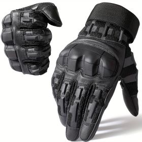 Tactical Gloves for Men - Touch Screen, Non-Slip, Full Finger Protection for Shooting, Airsoft, Military, Paintball, Motorcycle, Cycling, Hunting, Hik (Color: Black, size: S)