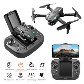 Mini Quadcopter Professional RC Drone HD Camera Three-sided Obstacle Avoidance Air Pressure Fixed Height Foldable Toys (Items: One Camera-2 Battery)