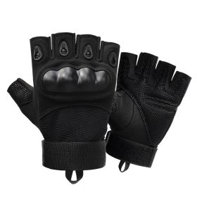 Half Finger Men's Gloves Outdoor Military Tactical Gloves Sports Shooting Hunting Airsoft Motorcycle Cycling Gloves (Color: Black, size: M)