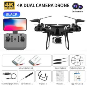 RC Drone Double 4K Wifi FPV HD Camera KY101 Drone Altitude Hold Gesture Mode Long Flying time RC Quadcopter Drone Toys For Boy (Color: Black 4K MAX 2B)