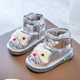 Children Fur Snow Boots for Kids Girls Fashion Letters Printed Girls Platform Boots Cute Warm Plush Shoes Girl Non-slip E10284 (Color: Silver, size: 30)