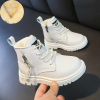 Winter Plush Warm Girls Fashion Boots Solid PU Leather Crystal Tassel Short Shoes for Kids Non Slip Children Ankle Boots E11061