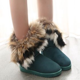 New Snow Boots Ladies Middle Tube Snow Boots Cotton Boots Female Snow Boots Imitation Fox Hair Shoes Large Size 36-42 (Color: Blue, size: 39)