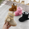 Thick Warm Kids Snow Boots Cute Hairball Winter Boots With Plush Toddler Baby Girl Cotton Shoes Non-slip Casual Flats Size 20-35