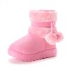 Thick Warm Kids Snow Boots Cute Hairball Winter Boots With Plush Toddler Baby Girl Cotton Shoes Non-slip Casual Flats Size 20-35