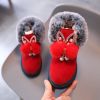 Winter Kids Snow Boots Cute Pearl Sequins Furry Kids Shoes for Girls Toddler Baby Plush Ankle Boots Warm Casual Shoes Size 21-30