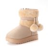 Thick Warm Kids Snow Boots Cute Hairball Winter Boots With Plush Toddler Baby Girl Cotton Shoes Non-slip Casual Flats Size 20-35