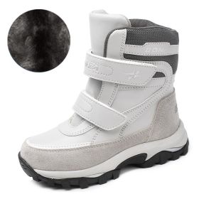 BONA New Arrival Classics Style Children Boots Hook & Loop Boys Winter Shoes Round Toe Girls Snow Boots Light Free Shipping (Color: LIGHT GRAY   PLUSH, size: 4.5)