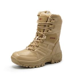 Comfort Beige Outdoor Hiking Boots Couple Men Trekking Shoes Women Big Size Military Tactical Boots For Men hiking sheos snow bo (Color: Sand -S203, size: 41)