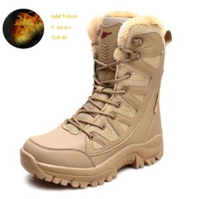 Comfort Beige Outdoor Hiking Boots Couple Men Trekking Shoes Women Big Size Military Tactical Boots For Men hiking sheos snow bo (Color: Brown Fur -S208-1, size: 44)