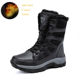 Comfort Beige Outdoor Hiking Boots Couple Men Trekking Shoes Women Big Size Military Tactical Boots For Men hiking sheos snow bo (Color: Black Fur -210, size: 44)