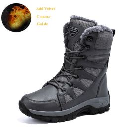 Comfort Beige Outdoor Hiking Boots Couple Men Trekking Shoes Women Big Size Military Tactical Boots For Men hiking sheos snow bo (Color: Gray Fur -210, size: 46)