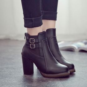 New Women Boot Autumn Winter Short Boots Women High Heel Shoes Boots Women Ankle Boots Black Women Shoes 567 (Color: Black, size: 5)