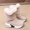 Snow Boots Women Winter Thick Velvet Mid-tube Warm Cotton Shoes Thick Bottom Wedge Heel Buckle Cotton Shoes