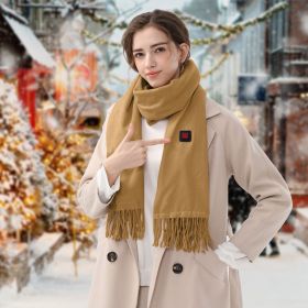 Electric Heated Winter Scarf USB Heating Neck Wrap Unisex Heated Neck Shawl Soft Warm Scarves 3 Heating Modes for Outdoor Cycling Skiing Skating (Color: Brown)