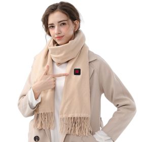 Electric Heated Winter Scarf USB Heating Neck Wrap Unisex Heated Neck Shawl Soft Warm Scarves 3 Heating Modes for Outdoor Cycling Skiing Skating (Color: Khaki)