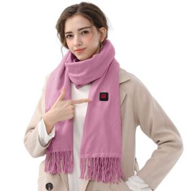 Electric Heated Winter Scarf USB Heating Neck Wrap Unisex Heated Neck Shawl Soft Warm Scarves 3 Heating Modes for Outdoor Cycling Skiing Skating (Color: Pink)