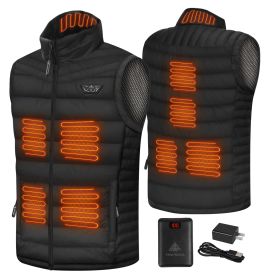 5 Pockets Women's Heated Vest with Battery Pack, Lightweight Down Rechargeable Electric Heated Apparel with 9 Heating Panels Black (size: XXL)