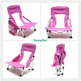 Low Folding Camping Chair, Portable Beach Chairs, Mesh Back Lounger For Outdoor Lawn Beach Camp Picnic (Color: Pink)