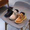 Autumn Classic Black Brown Beige Fall Winter Platform Boots for Children Handsome Boys Short Boots Cozy Kids Girl Shoes F08023