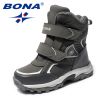 BONA New Classics Style Children Boots Hook & Loop Boys Snow Boots Leather Boys Ankle Boots Outdoor Fashion Sneakers