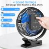 10000mAh Rechargeable Portable;  8-Inch Battery Operated Clip on Fan;  USB;  4 Speeds;  Strong Airflow;  Sturdy Clamp for Office Desk Golf Car Outdoor