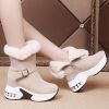 Snow Boots Women Winter Thick Velvet Mid-tube Warm Cotton Shoes Thick Bottom Wedge Heel Buckle Cotton Shoes