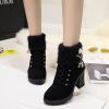 gh7 High Heel Winter Shoes Women Winter Boots Fashion Women's High Heel Boots Plush Warm Fur Shoes Ladies Brand Ankle Boots