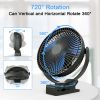 10000mAh Rechargeable Portable Fan, 8-Inch Battery Operated Clip on Fan, USB Fan, 4 Speeds, Strong Airflow, Sturdy Clamp for Personal Office Desk Golf