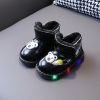 LED Children Snow Boots 1 to 6 year old Baby Boy Cartoon Bear Short Boots with Luminous Sole Warm Plush Winter Shoes Girl E10253