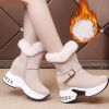 Snow Boots Women Winter Thick Velvet Mid-tube Warm Cotton Shoes Thick Bottom Wedge Heel Buckle Cotton Shoes