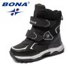 BONA New Classics Style Children Boots Hook & Loop Boys Snow Boots Leather Boys Ankle Boots Outdoor Fashion Sneakers