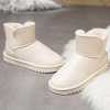 2022 New Winter Plus Velvet PU Waterproof Mid-Tube Snow Boots Thickened Warm Women's Boots 35-40 Flat-Heeled Cotton Shoes