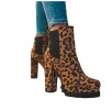 New women's round head leopard print autumn and winter thick heel low boots sleeve Martin boots women