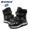 BONA New Classics Style Children Boots Hook & Loop Boys Snow Boots Leather Boys Ankle Boots Outdoor Fashion Sneakers