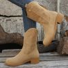 Vintage Martin Boots Women Mid Heel Knight Short Boots In Autumn Winter 2022 New Zipper Closed Retro Apricot Black Fashion Trend