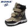 BONA New Classics Style Children Boots Hook & Loop Boys Snow Boots Leather Boys Ankle Boots Outdoor Fashion Sneakers