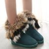 New Snow Boots Ladies Middle Tube Snow Boots Cotton Boots Female Snow Boots Imitation Fox Hair Shoes Large Size 36-42