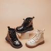 British Style Boots for Kids Girls Beautiful Punk Rivets Platform Shoes Pure Color Winter Children Boots Side Zipper Shoe F08164