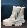 Women Snow Boots Beige Plush Warm Fur Causal Boots Shoes Sneakers Ankle Booties Platform Thick Sole Lace Up Winter Shoes998