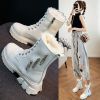 Women Snow Boots Beige Plush Warm Fur Causal Boots Shoes Sneakers Ankle Booties Platform Thick Sole Lace Up Winter Shoes998