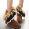 New Snow Boots Ladies Middle Tube Snow Boots Cotton Boots Female Snow Boots Imitation Fox Hair Shoes Large Size 36-42